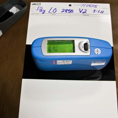 Gloss meter test at 20, 60, 85 degrees